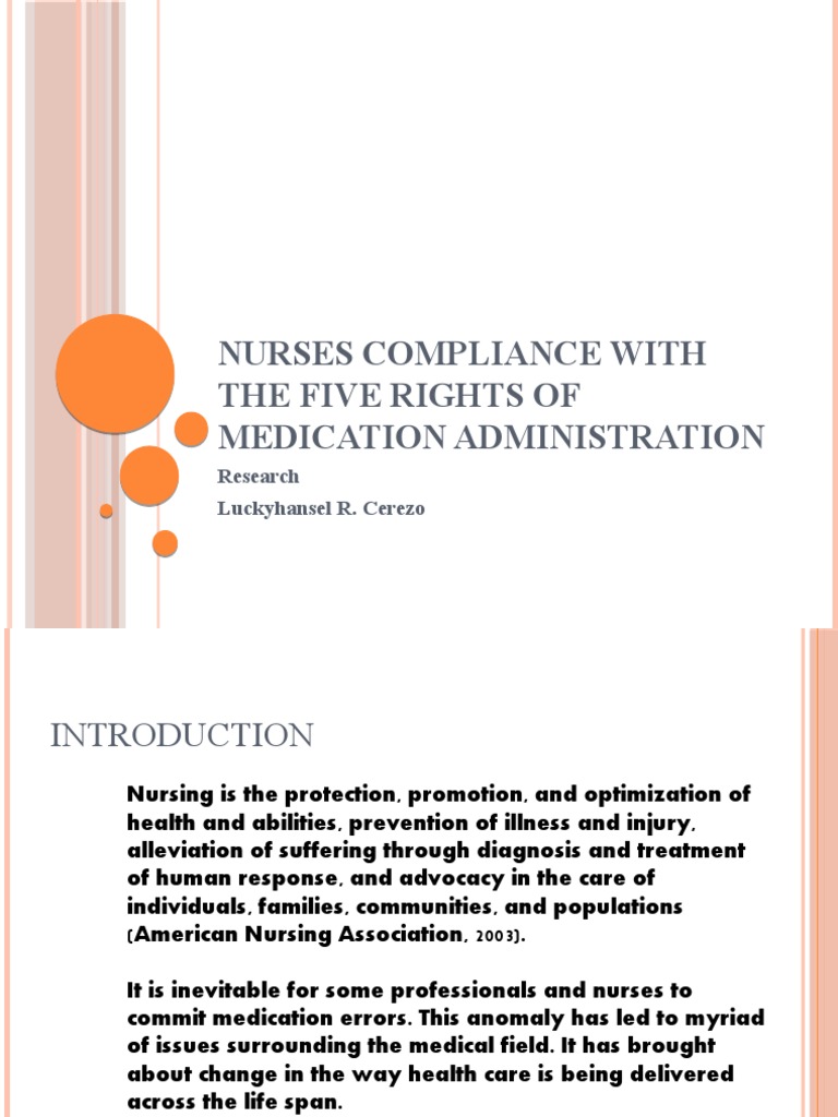 Nurses' Compliance with Medication Rights | PDF | Medical Error | Nursing