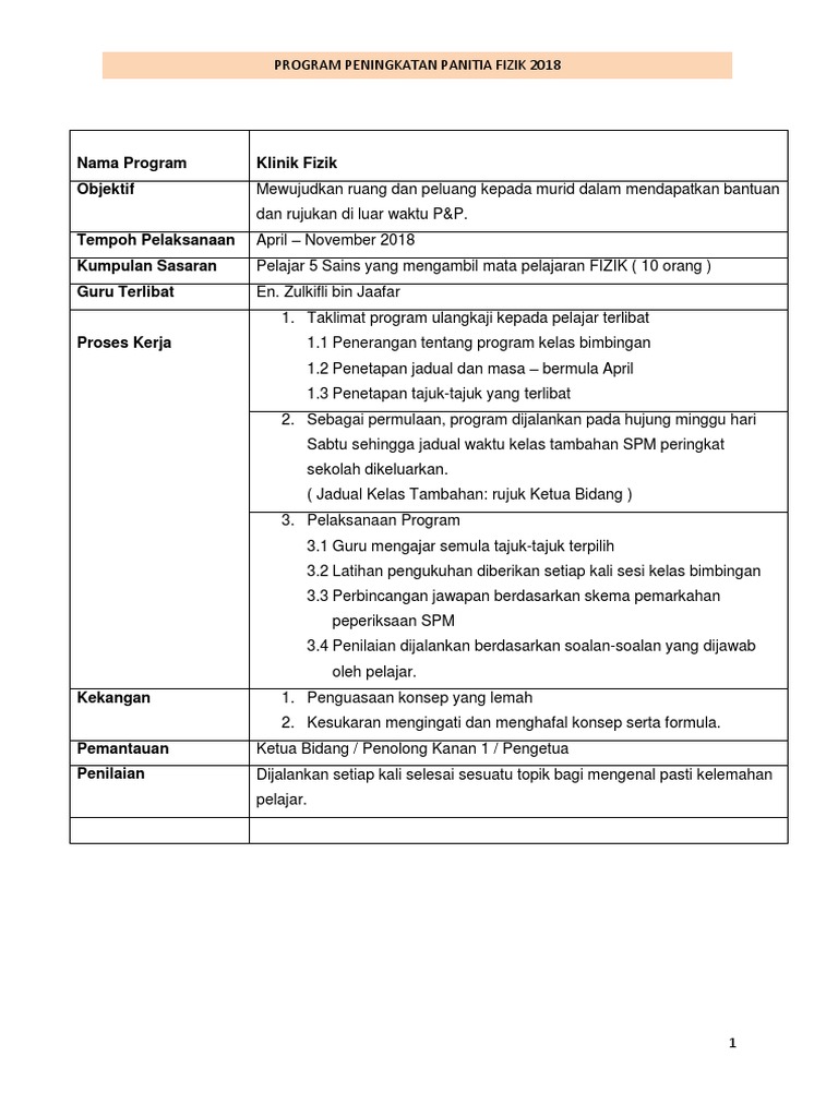 Program Peningkatan Akademik Fizik 2018 Pdf