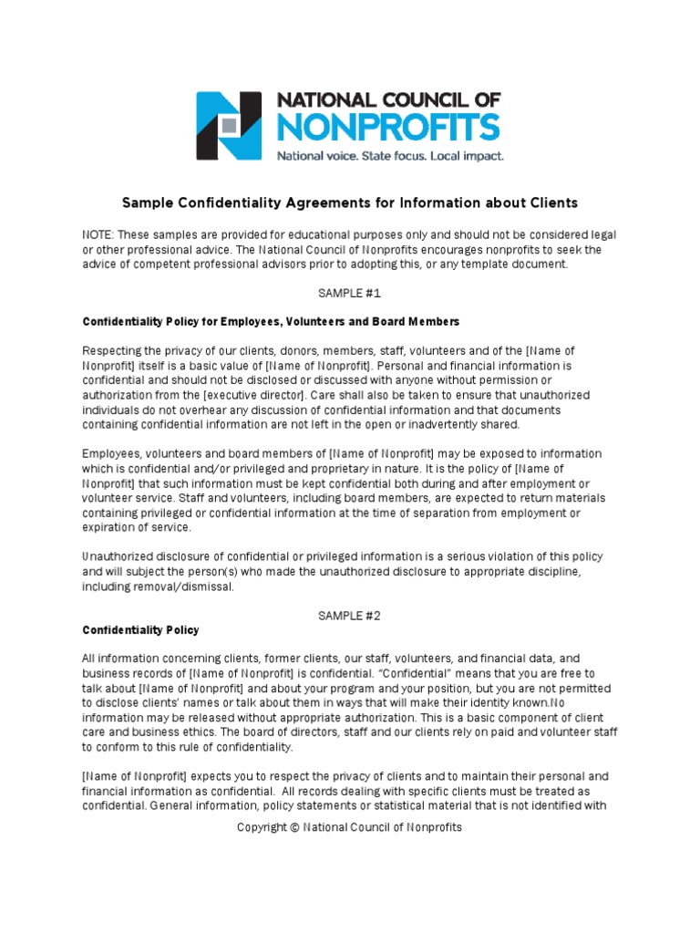 Volunteer Agreement Nonprofit Template