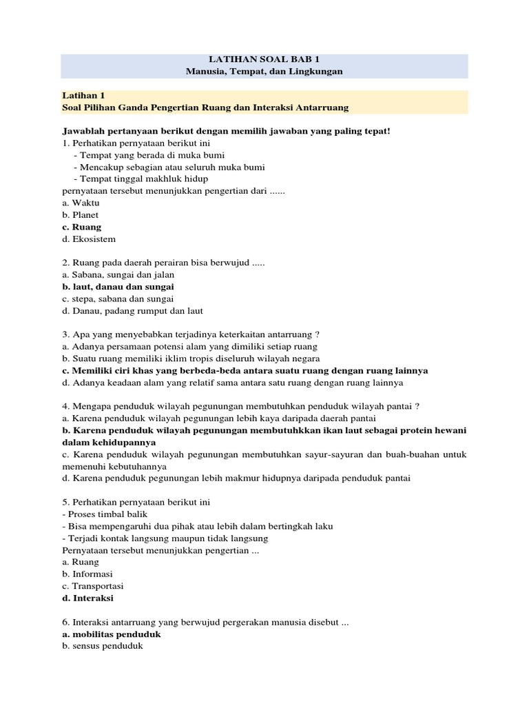 Soal Ips Perpaket Kls 7 Semester 1