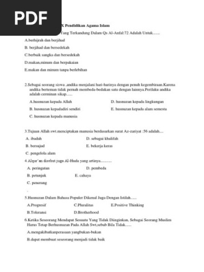 Soal Agama Islam Kelas X