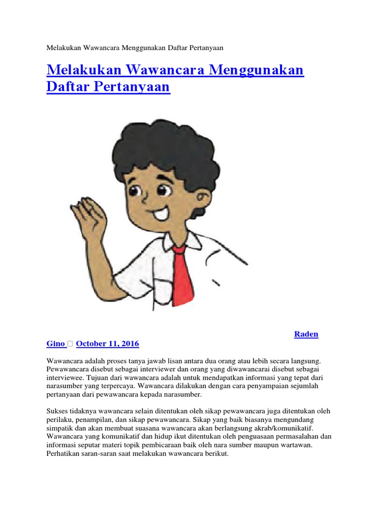 Melakukan Wawancara Menggunakan Daftar Pertanyaan