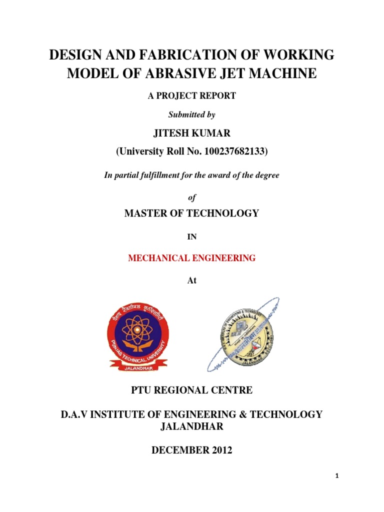 Abrasive Jet MachineReport PDF Abrasive Machining