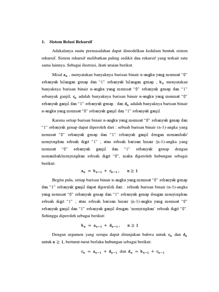 Sistem Relasi Barisan Rekursif | PDF