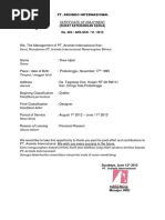 Certificate of Emloyment: Pt. Arsindo Internasional