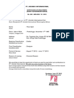 Certificate of Emloyment: Pt. Arsindo Internasional