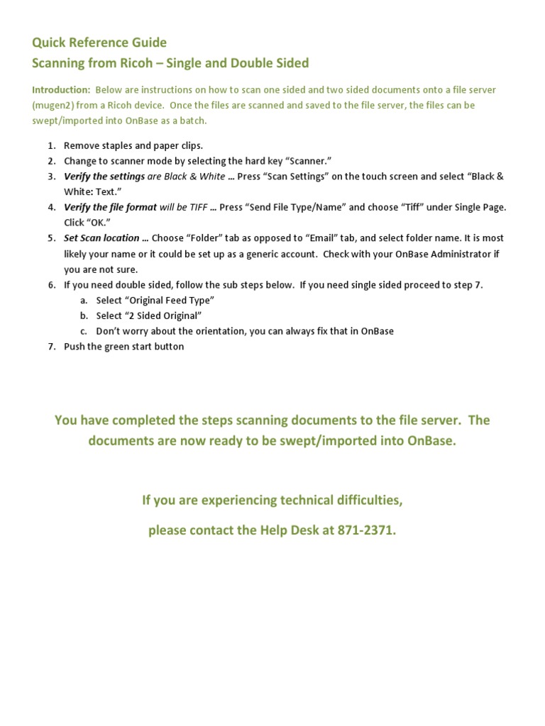 Ricoh Scanning Guide: Single & Double Sided | PDF