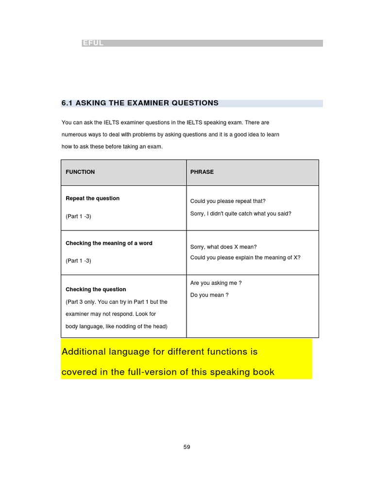 IELTS Speaking: Asking the Examiner | PDF | Language Arts & Discipline