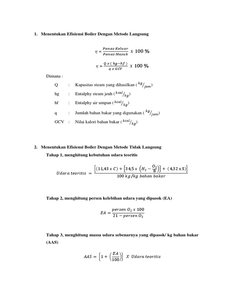 Rumus Efisiensi Boiler