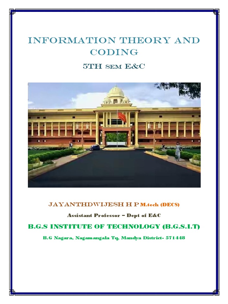 Information Theory & Coding Notes | PDF | Teaching Methods & Materials ...