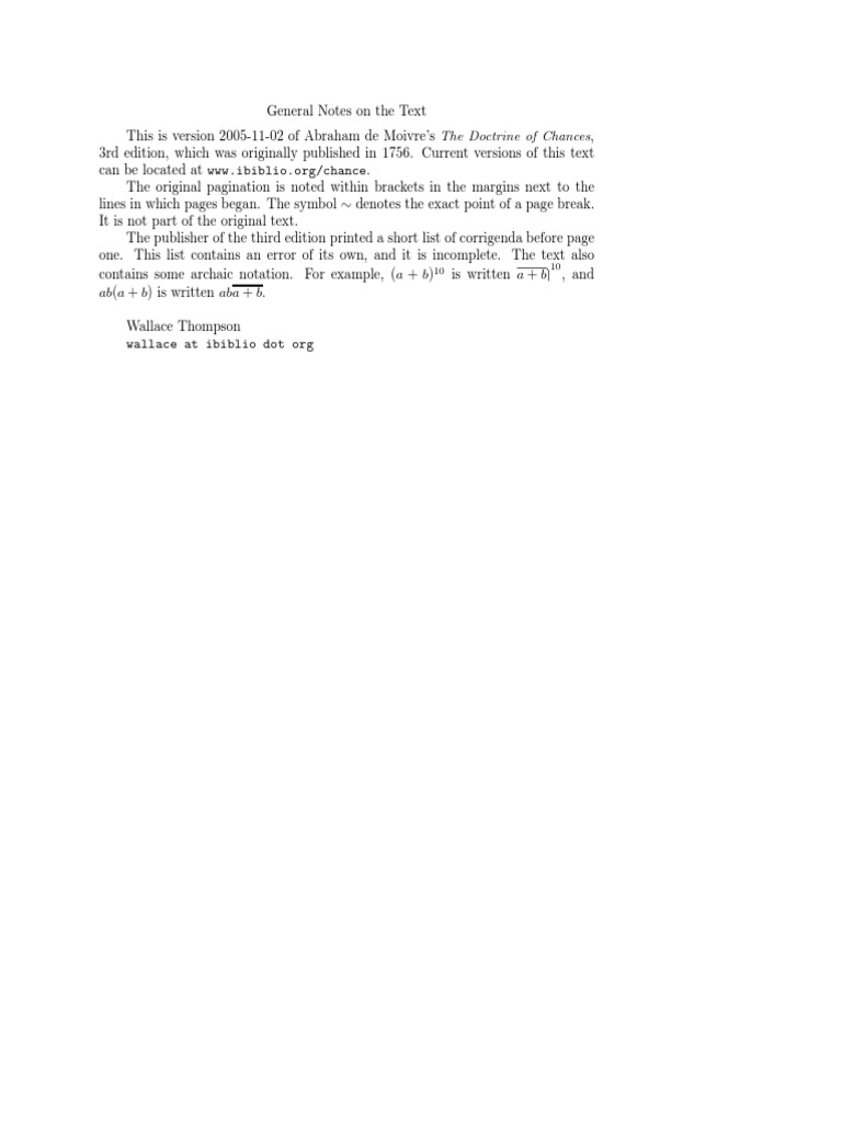 Doctrine of Chances 2005 11 02 A4 | PDF | Expected Value | Fraction  (Mathematics)