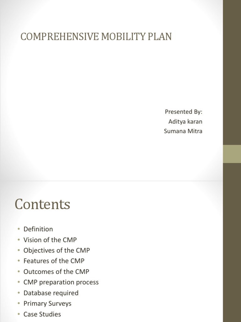 Comprehensive Mobility Plan Overview | PDF | Transport | Bus