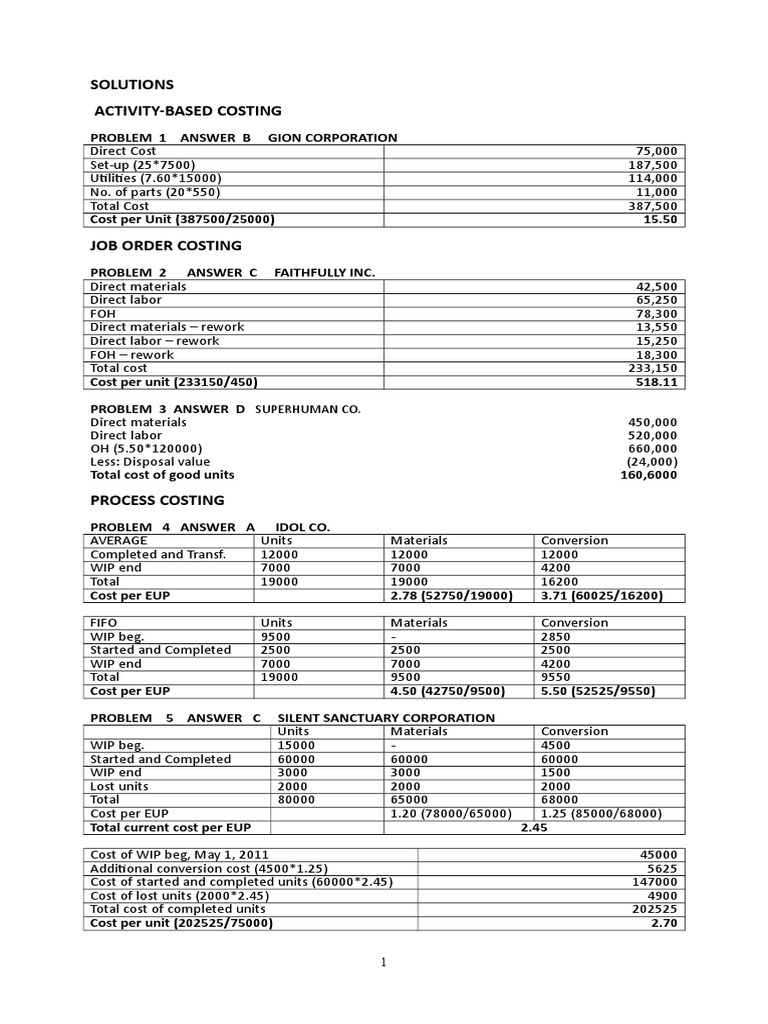 Costing Methods and Calculations Overview | PDF | Goodwill (Accounting ...
