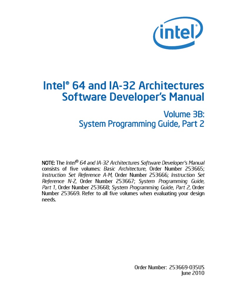 Intel® 64 and IA32 Architectures Software Developer's Manual Volume 3B