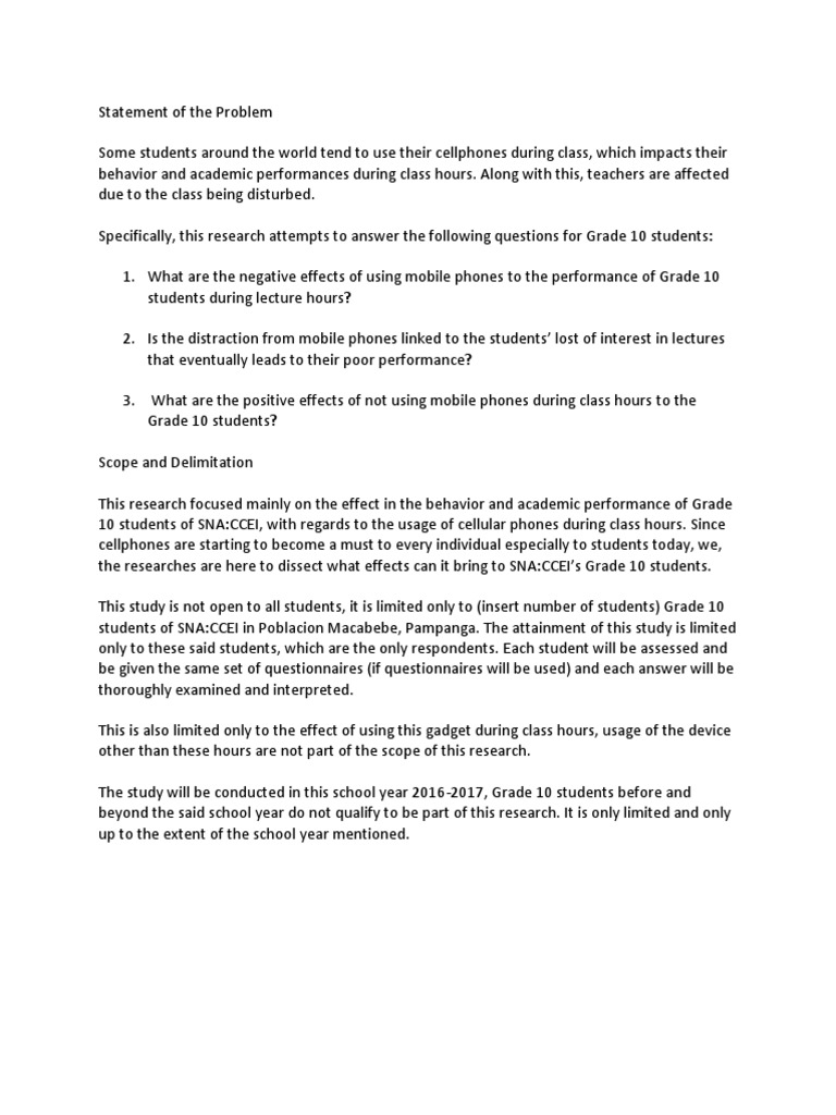 Statement of The Problem | PDF