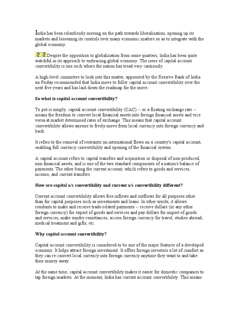India's Path to Capital Account Convertibility | PDF | Capital Account ...