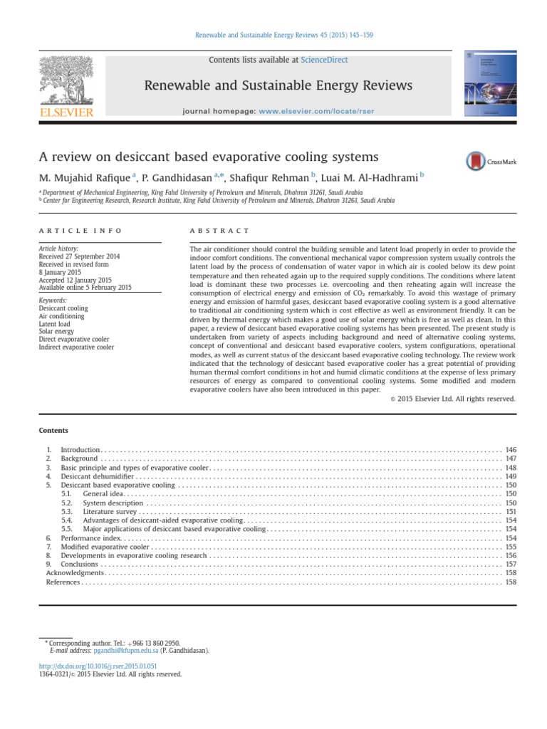 desiccant evaporative cooling