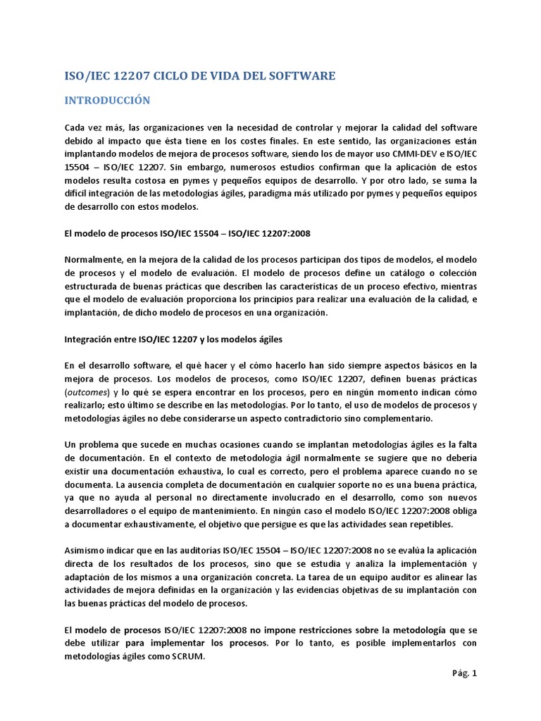 Integración de ISO/IEC 12207 y Agile | PDF | Proceso de desarrollo de ...