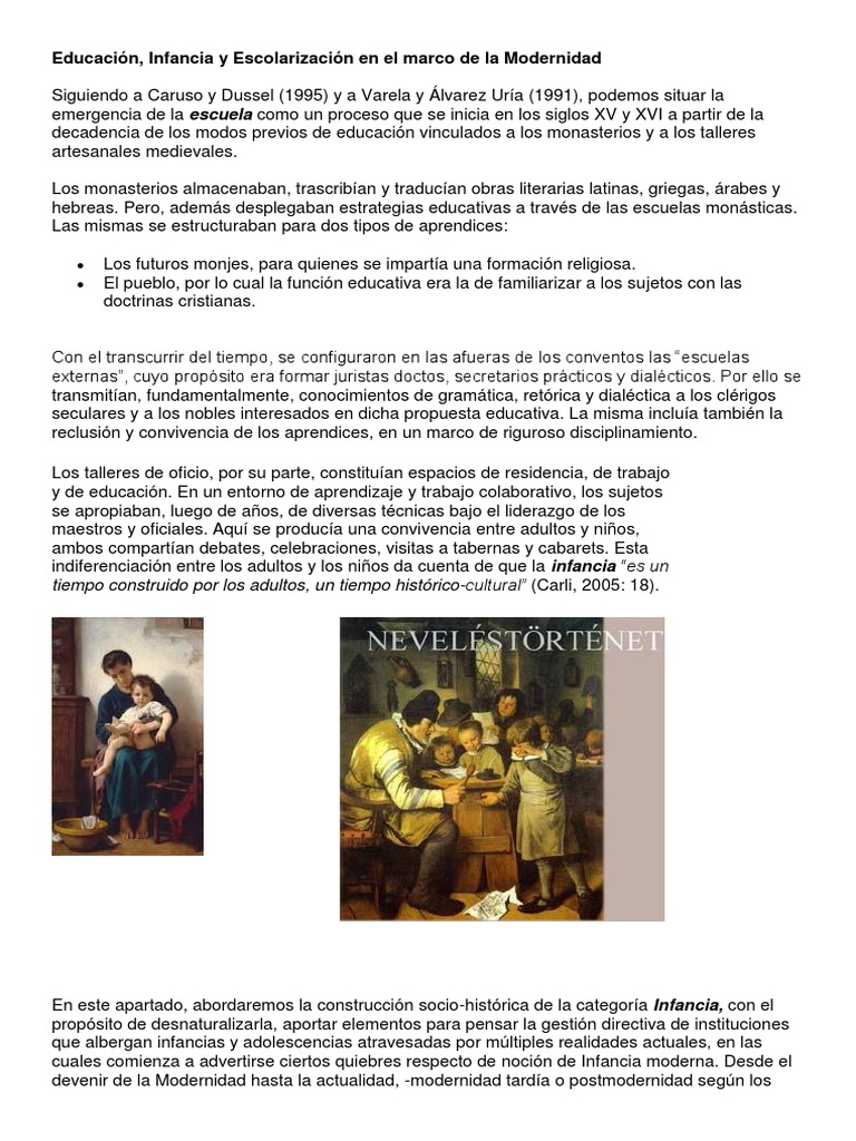 Infancia y Educación en la Modernidad | PDF | Adultos | Infancia