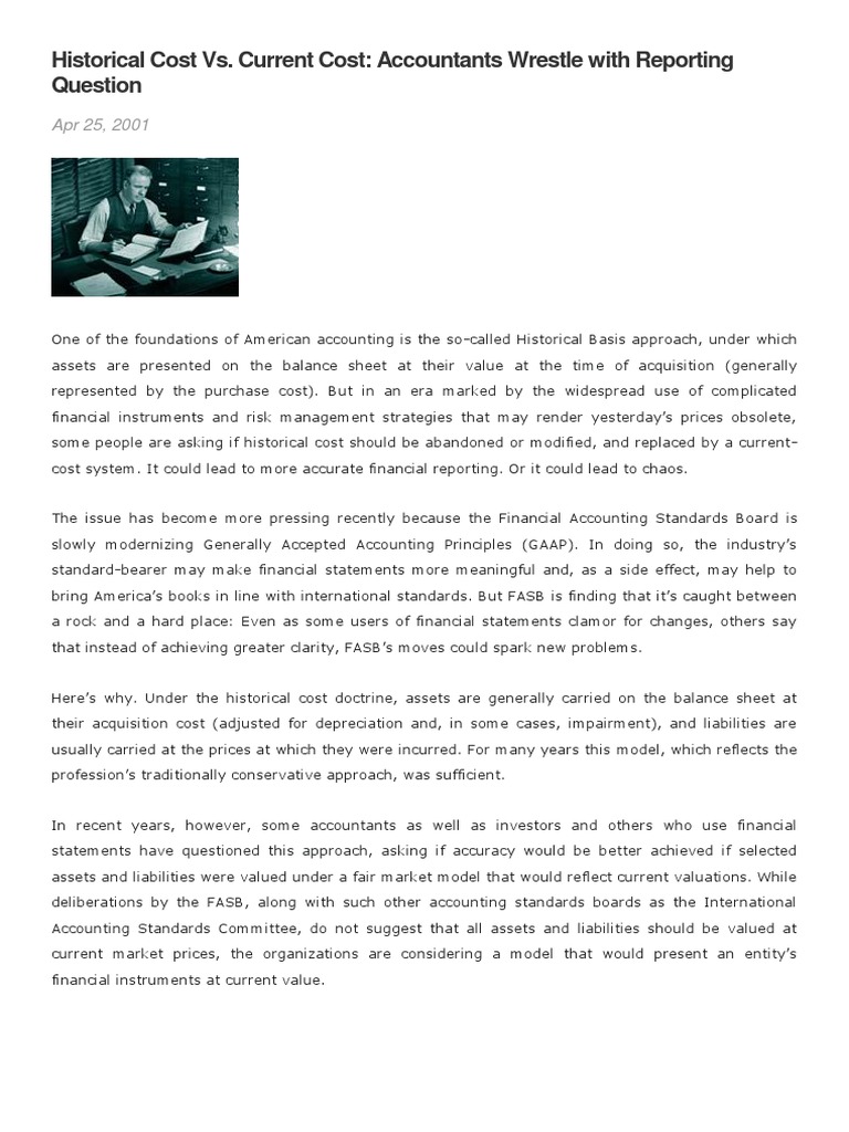 Historical Cost Vs Fair Market Value PDF Fair Value Historical Cost