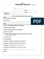 Template - Supplier Evaluation Form