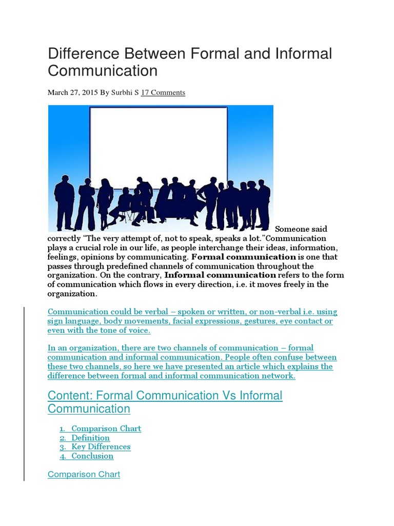 Formal vs Informal Communication Explained | PDF | Nonverbal ...
