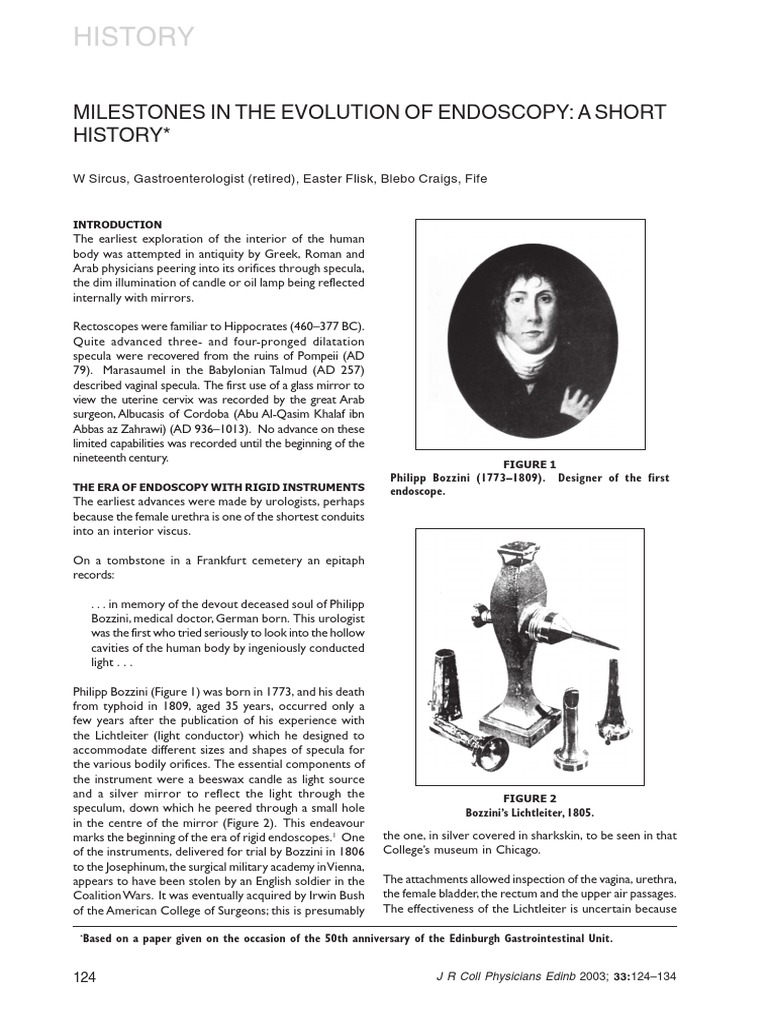 Milestones in Endoscopy History | PDF | Endoscopy | Medical Ultrasound