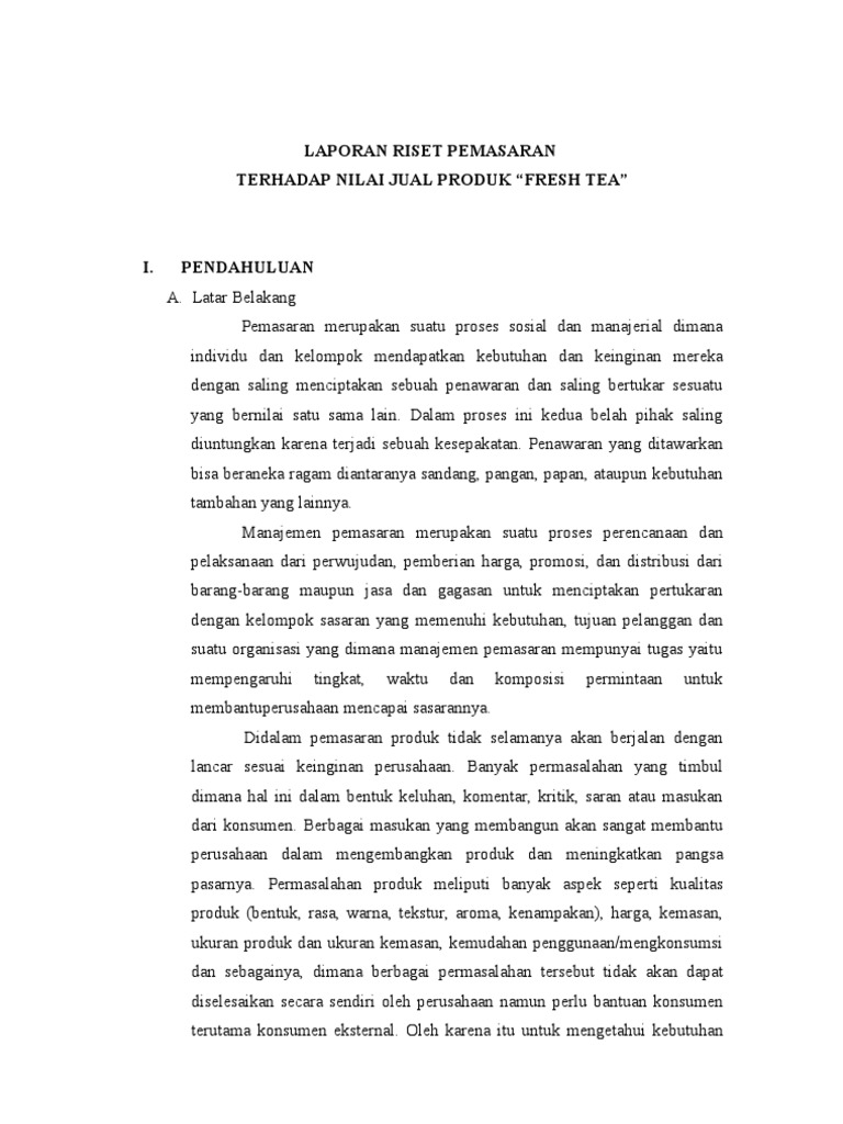 Laporan Pemasaran Fresh Tea