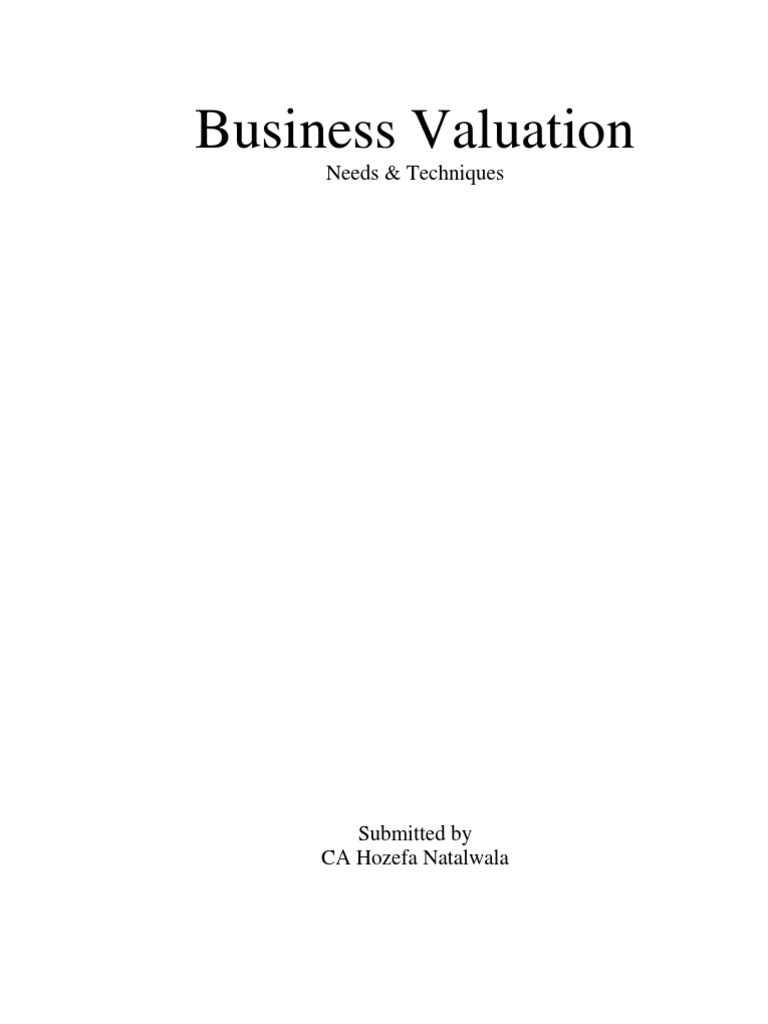 Business - Valuation - Needs and Techniques | PDF | Fair Value | Real ...