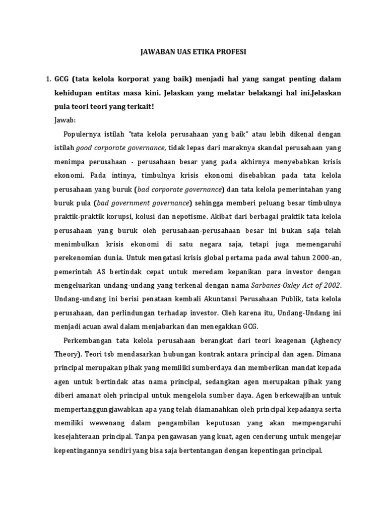 Contoh Soal Kasus Good Governance - Pembahasan Soal