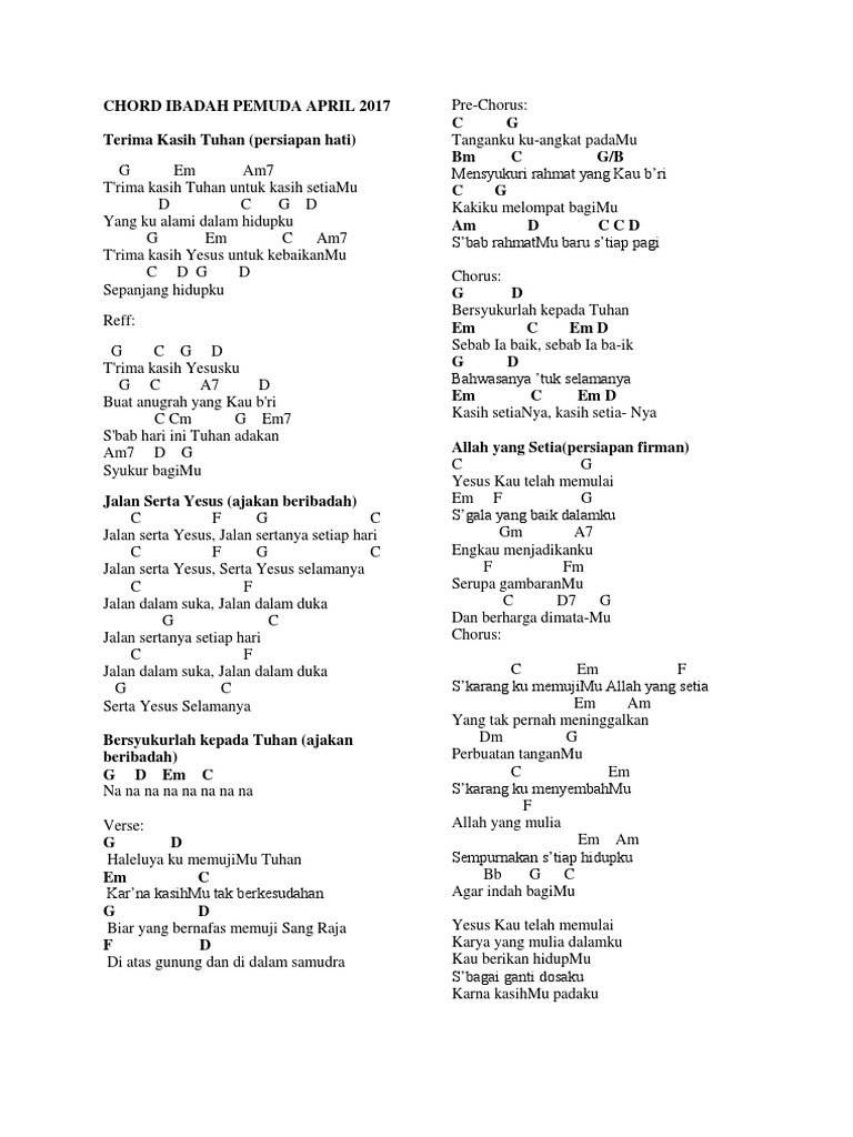 Terima Kasih Tuhan Chord - englshnat