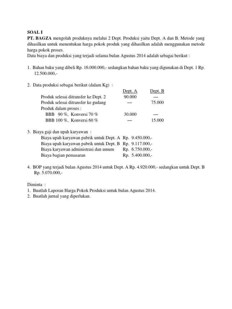 Latihan Soal Proses Costing Pdf