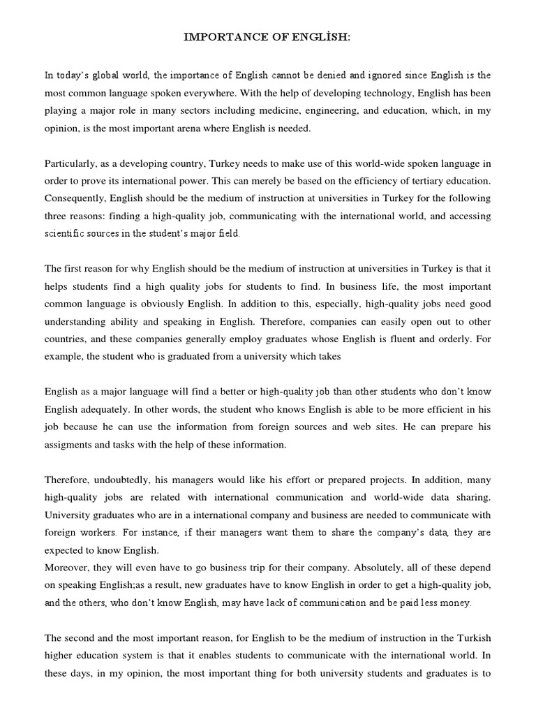 Importance of English in Education | PDF | English Language | Newspapers