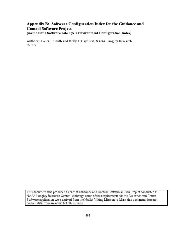 Software Configuration Index For The Guidance and Control Software ...