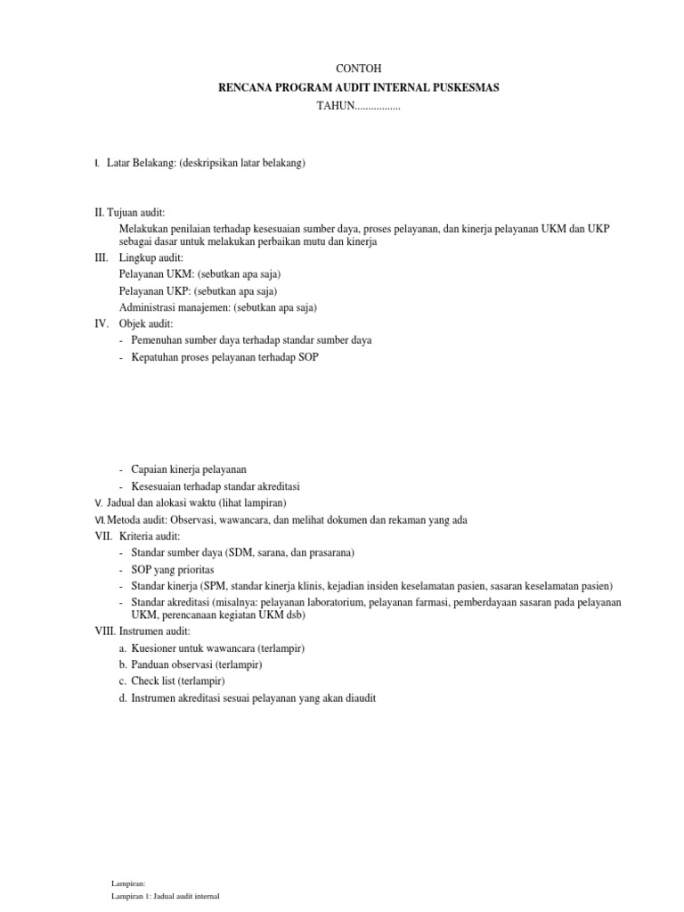 1 Rencana Audit Internal Puskesmas Pdf