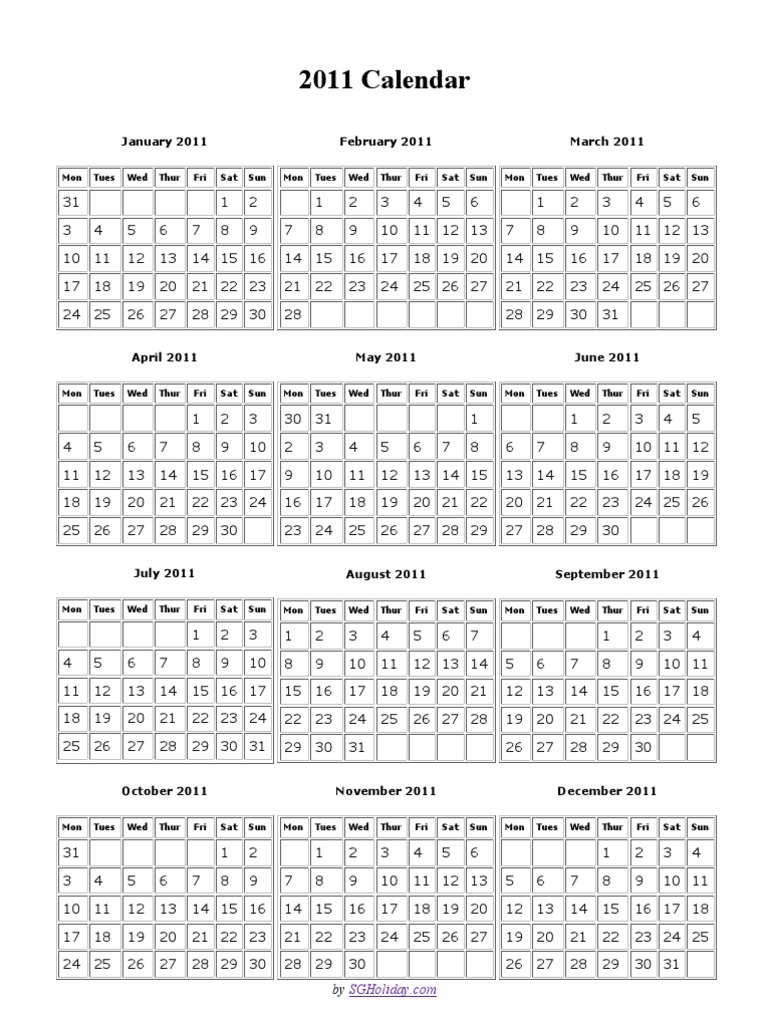 Free 2011 Calendar | PDF