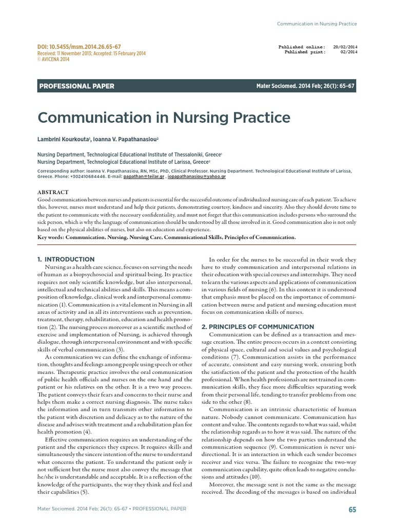 communication in nursing uk essay