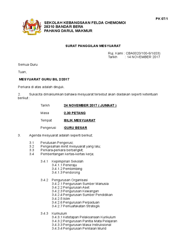 Surat Mohon Tunda Mesyuarat