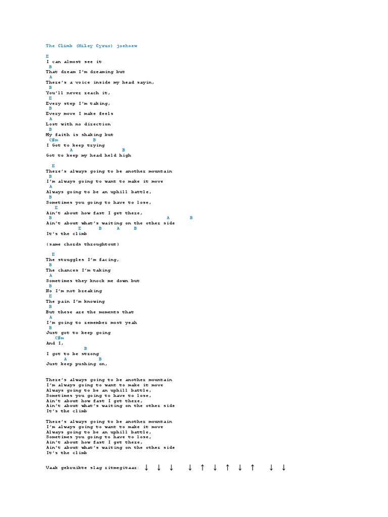 The Climb Miley Cyrus PDF