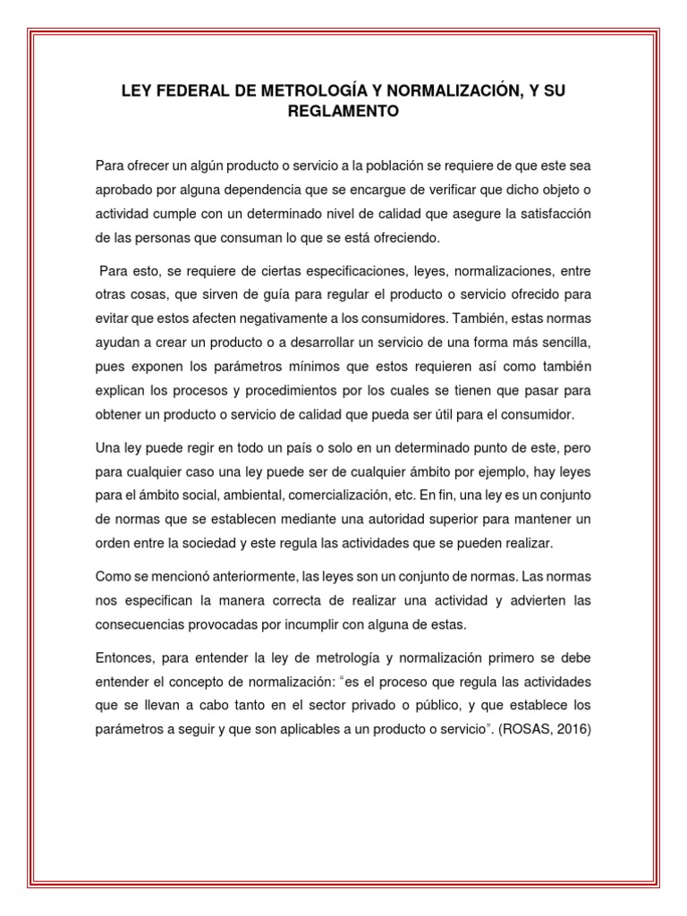 Ley Federal de Metrología y Normalización Metrología