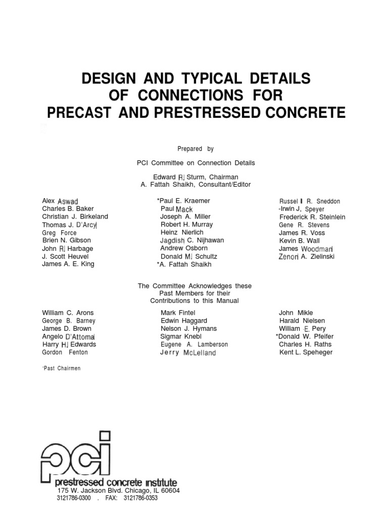 4 Design and Typical Details of Connections For Precast and Prestessed ...