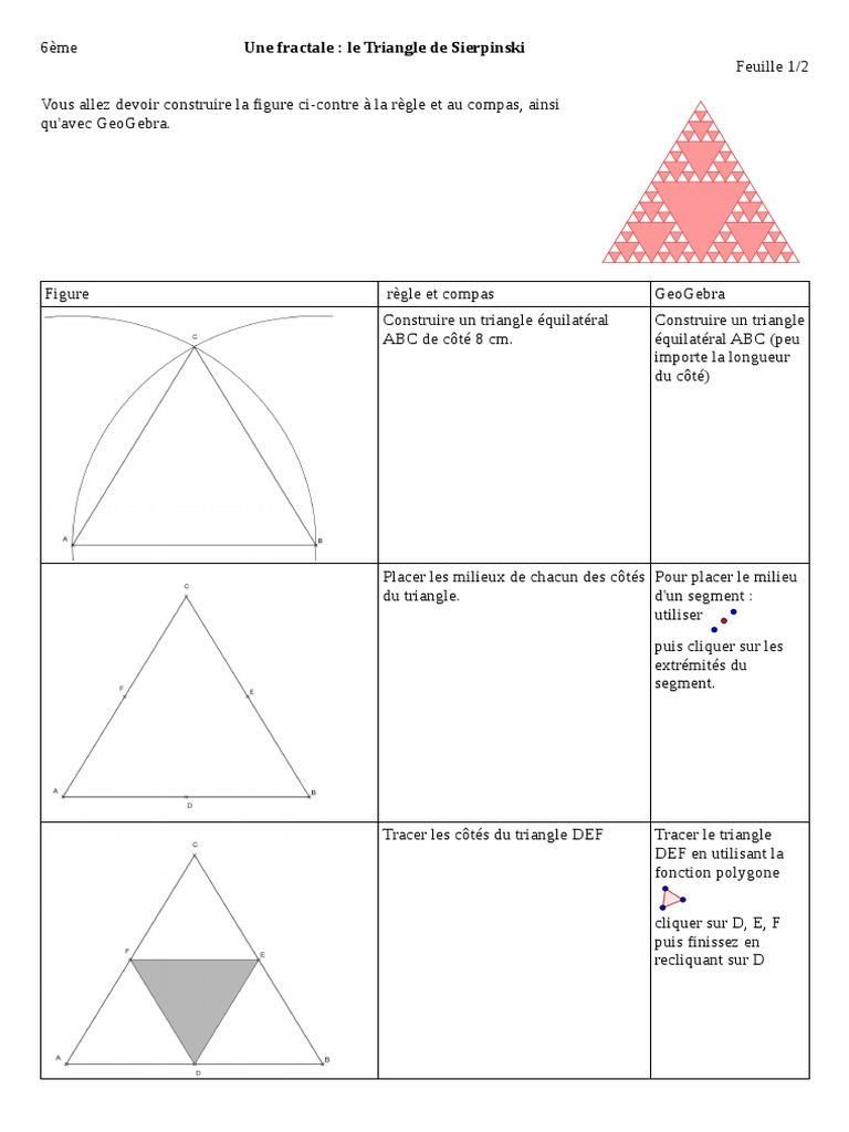 Exercice Maths 4ème Le Triangle De Sierpinski