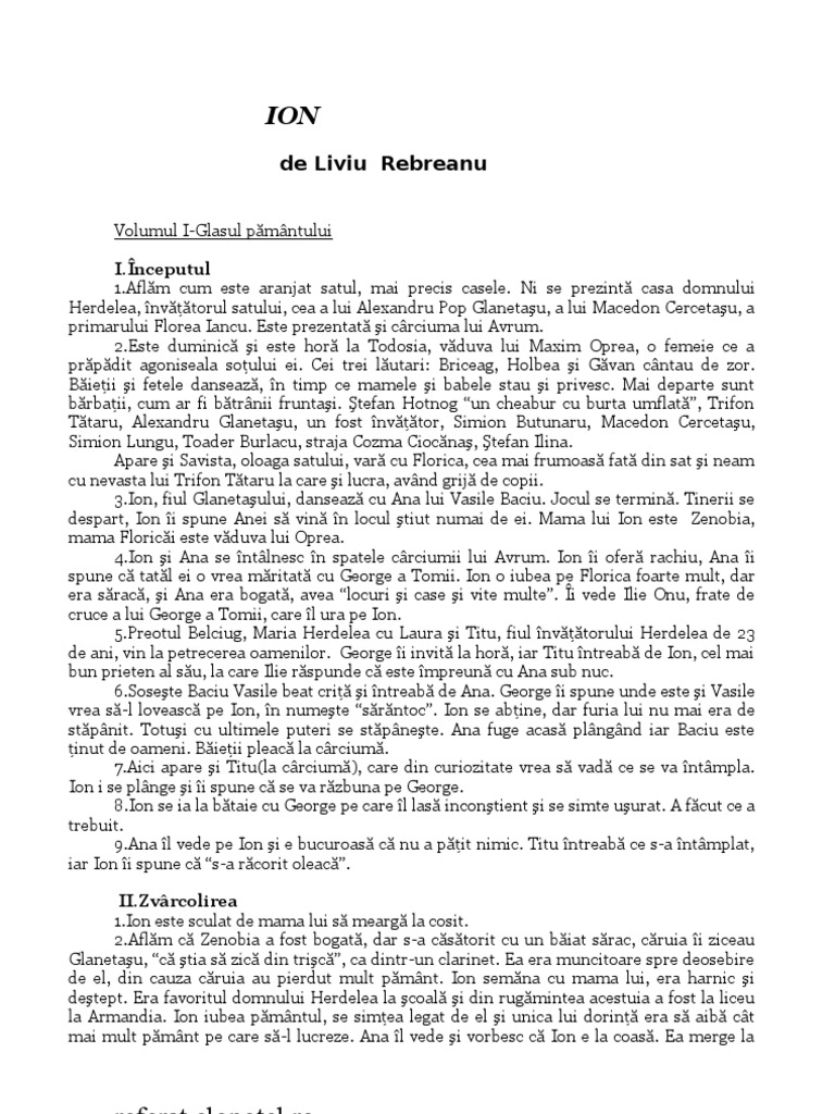 Ion De Liviu Rebreanu Eseu - englshtjuw