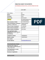 Information Sheet For Experts