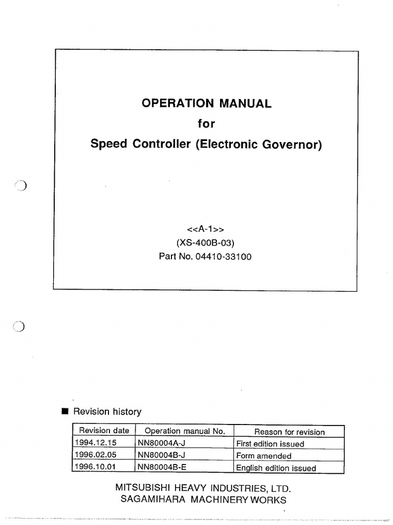 01 Operation Manual For Speed Controller | PDF