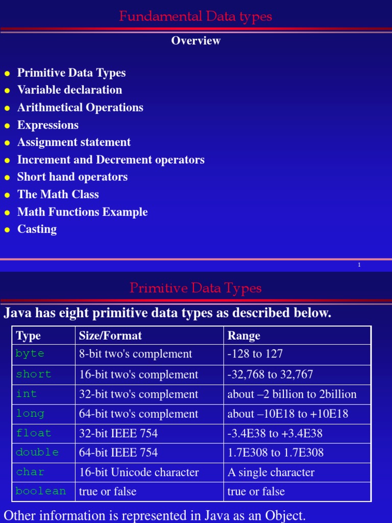 Java Primitive Data Types Overview | PDF | Trigonometric Functions ...