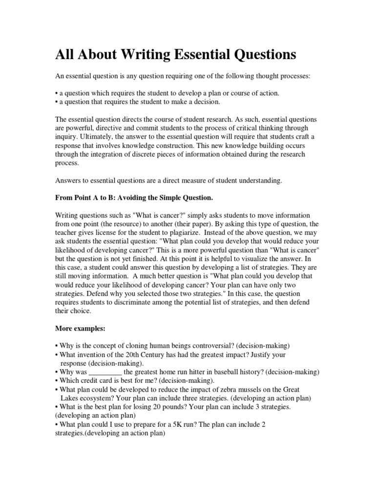 Essential questions for writing informational text image