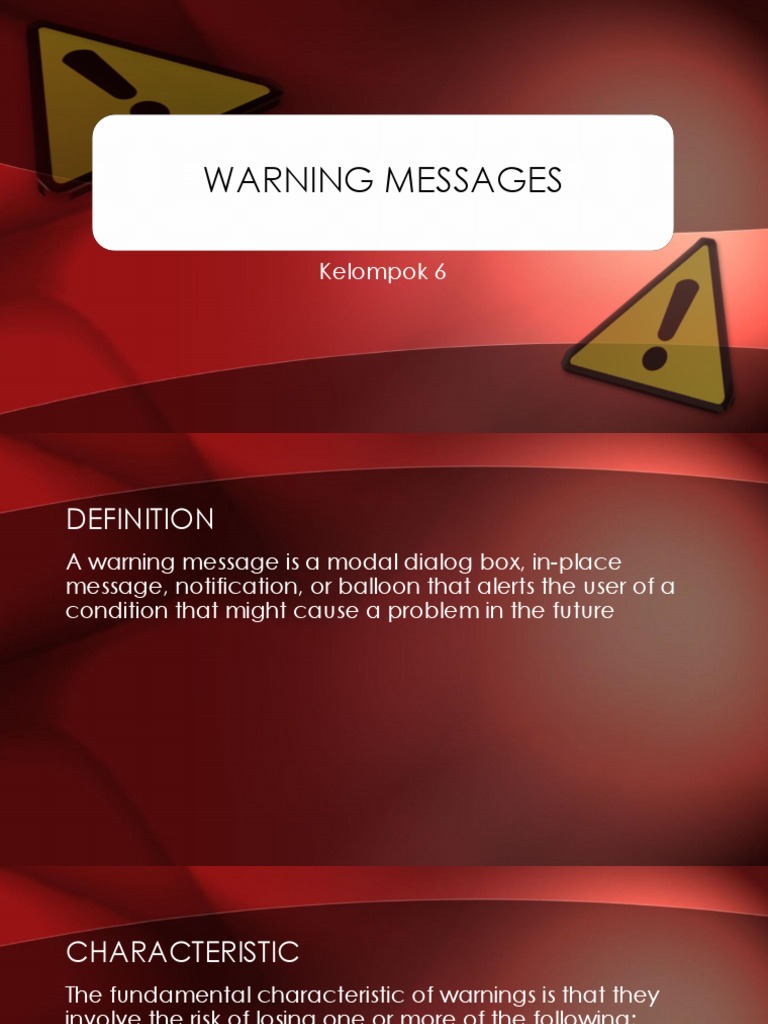 Warning Messages: Kelompok 6 | PDF
