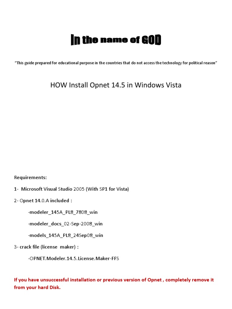 How Install Opnet 14 5 In Vista Reza H Microsoft Visual Studio Windows Vista