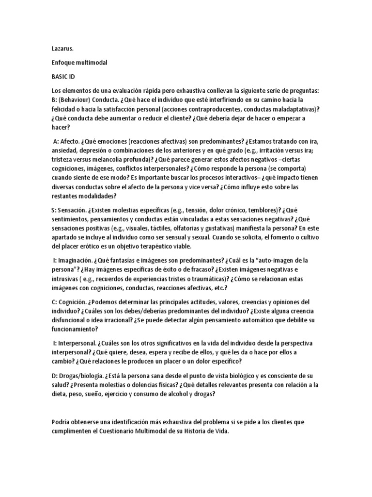 resumen Lazarus (basic id).docx Psicoterapia Ansiedad
